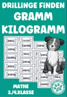Vorschau - Stationenlernen - Hunde Gewichte Drillinge finden Kilogramm Gramm Mathe 3.Klasse 4.Klasse - Deckblatt
