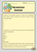 Vorschau - Arbeitsblätter - Akrostichon Sommer - Deckblatt