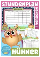 Vorschau - Mal- und Bastelvorlagen - Hühnerklasse Klassentier Huhn Stundenplan - Deckblatt