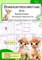 Vorschau - Arbeitsblätter - Zehnerunterschreitung im Zahlenraum 20 – Minus über den Zehner | Mathematik 1. Klasse - Deckblatt