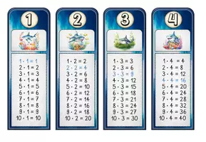 Vorschau - Mal- und Bastelvorlagen - Mathe 1x1 Einmaleins Lesezeichen Haie + Vorlage ZR100 - Seite 1