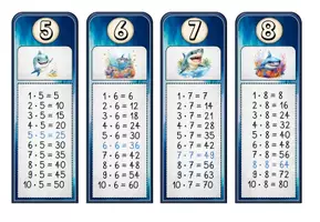 Vorschau - Mal- und Bastelvorlagen - Mathe 1x1 Einmaleins Lesezeichen Haie + Vorlage ZR100 - Seite 2