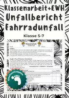 Vorschau - Test - Klassenarbeit + EWH - Unfallbericht, Fahrradunfall - Deckblatt