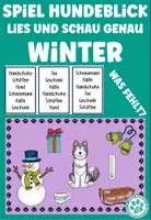 Vorschau - Spiele - Hundeblick Winter Lies und schau genau Lesespiel visuelle Wahrnehmung Konzentration - Deckblatt