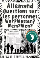 Aperçu - Feuilles d'exercices - Allemand - Mots interrogatifs pour les personnes dans 4 cas - Wer? Wessen? Wem? Wen? - Page de couverture