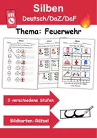 Vorschau - Arbeitsblätter - Silben Thema Feuerwehr - DaZ/DaF, Deutsch (Klasse 1 und 2) - Deckblatt