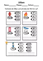 Vorschau - Arbeitsblätter - Silben Thema Feuerwehr - DaZ/DaF, Deutsch (Klasse 1 und 2) - Seite 1