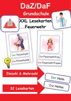 Vorschau - Arbeitsblätter - XXL Lesekarten Feuerwehr Einzahl und Mehrzahl - DaZ/DaF, Deutsch (Grundschule) - Deckblatt