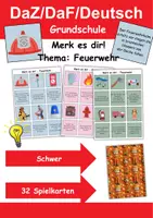Vorschau - Arbeitsblätter - Merk es dir Feuerwehr (schwer) - DaZ/DaF, Deutsch (Klasse 1 bis 4) - Deckblatt
