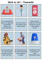 Vorschau - Arbeitsblätter - Merk es dir Feuerwehr (schwer) - DaZ/DaF, Deutsch (Klasse 1 bis 4) - Seite 1
