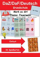 Vorschau - Arbeitsblätter - Merk es dir Feuerwehr (einfach) - DaZ/DaF, Deutsch (Klasse 1 bis 4) - Deckblatt