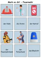 Vorschau - Arbeitsblätter - Merk es dir Feuerwehr (einfach) - DaZ/DaF, Deutsch (Klasse 1 bis 4) - Seite 1