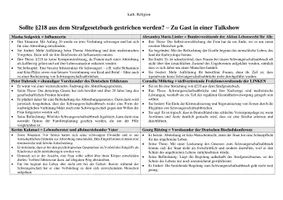 Vorschau - Unterrichtsreihen - Debatte (Talkshow) zum Thema Abtreibung - Seite 1