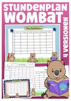 Vorschau - Mal- und Bastelvorlagen - Wombatklasse Stundenplan Klassentier Wombat - Deckblatt