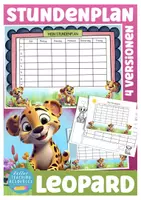 Vorschau - Mal- und Bastelvorlagen - Leopardenklasse Klassentier Leopard Stundenplan - Deckblatt