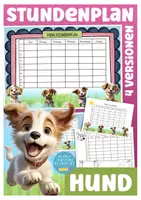 Vorschau - Mal- und Bastelvorlagen - Hundeklasse Klassentier Hund Schulhund Stundenplan - Deckblatt