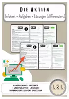 Vorschau - Arbeitsblätter - Die Aktien - Aktiengesellschaft (AG), Börse, Aktionär, Dividende, Rendite, ... (Differenzierte Infotexte, Arbeitsblätter und Lösungen) - Deckblatt
