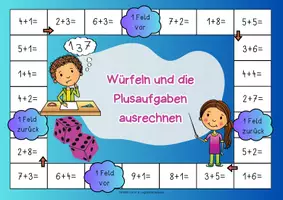 Vorschau - Spiele - Mathe Brettspiel "Plusaufgaben bis 10": Mathematik Klasse 1 | Mathe Spiele Klasse 1 | Addition bis 10 - Seite 3