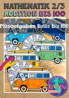 Vorschau - Mal- und Bastelvorlagen - Mathematik: Rechenbullis Addition im Zahlenraum 100 (leicht) - Deckblatt