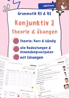 Vorschau - Stationenlernen - GR Konjunktiv 2 kurze und bündige Theorie & Übungen PDF - Deckblatt