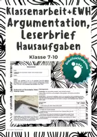 Vorschau - Test - Klassenarbeit - Leserbrief - Hausaufgaben abschaffen - mit Erwartungshorizont - Deckblatt