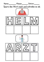 Vorschau - Arbeitsblätter - Wörter nachspuren und schreiben Feuerwehr - DaZ/DaF/Deutsch - Seite 1