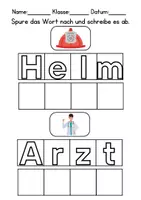 Vorschau - Arbeitsblätter - Wörter nachspuren und schreiben Feuerwehr - DaZ/DaF/Deutsch - Seite 3
