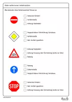 Vorschau - Arbeitsblätter - Die richtige Bedeutung der Verkehrszeichen ankreuzen - Seite 1