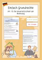Vorschau - Stundenentwürfe - Einfach Grundrechte - Art. 13: Die Unverletzlichkeit der Wohnung (leichte Sprache) - Deckblatt