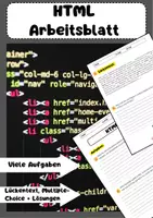 Vorschau - Arbeitsblätter - HTML Arbeitsblätter: Aufgaben, Lückentext + Lösungen - Deckblatt