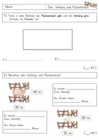 Vorschau - Test - Umfang und Flächeninhalt Lernstandserhebung - Deckblatt