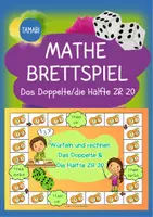 Vorschau - Spiele - Mathe Brettspiel "das Doppelte die Hälfte": Mathematik Klasse 1 | Mathe Spiele Klasse 1 | Rechnen im ZR 20 - Deckblatt