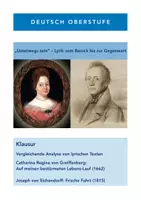 Vorschau - Klassenarbeiten - Klausur Gedichtvergleich Barock (von Greiffenberg) und Romantik (von Eichendorff) - Deckblatt