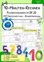 Vorschau - Arbeitsblätter - Rechentraining - ZR 20 - Plusrechnungen mit Überschreitung - Automatisieren und Festigen - Deckblatt