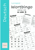 Vorschau - Stationenlernen - Lernspiel "Wortbingo" Wörter mit ss oder ß - Deckblatt
