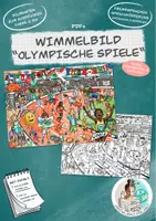 Vorschau - Mal- und Bastelvorlagen - Bildkarte Wimmelbild „Olympische Spiele“ / Olympia Olympiade - Deckblatt