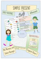 Vorschau - Präsentationen/Tafelbilder - interaktives Pdf Simple Present and daily routines Einführung - Deckblatt