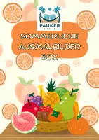Vorschau - Mal- und Bastelvorlagen - Sommerliche Ausmalbilder für Grundschüler (50x) - Deckblatt