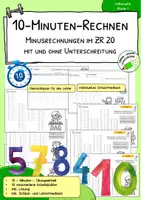 Vorschau - Arbeitsblätter - Rechentraining - Minusrechnungen mit und ohne Unterschreitung - Deckblatt