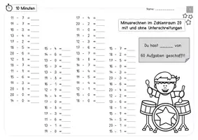 Vorschau - Arbeitsblätter - Rechentraining - Minusrechnungen mit und ohne Unterschreitung - Seite 3