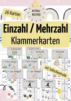 Vorschau - Fördermaterial/Inklusion - Einzahl und Mehrzahl - Klammerkarten - Deckblatt