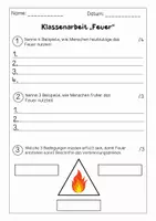 Vorschau - Test - Klassenarbeit/Lernstandserhebung "Feuer" - Klasse 3/4 - Seite 1