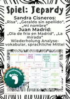 Vorschau - Spiele - Jepardy - cuentos cortos - Juan Madrid y Sandra Cisneros - Deckblatt