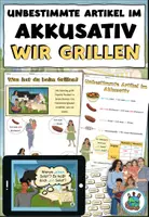 Vorschau - Arbeitsblätter - Unbestimmte Artikel im Akkusativ "Wir grillen" Merkblatt und Präsentation zur Einführung - DaZ / DaF / Deutsch - Deckblatt