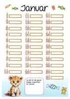 Vorschau - Mal- und Bastelvorlagen - Leopardenklasse Klassentier Leopard Geburtstagskalender - Seite 3