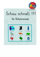 Vorschau - Spiele - Schau schnell !!! Wortschatzerweitung - in der Schultasche - Deckblatt
