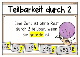 Vorschau - Poster - Teilbarkeitsregeln (Poster, Merkblatt, Legematerial) - Seite 1