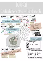 Vorschau - Arbeitsblätter - Sachlich berichten - Unfallbericht - Fragewörter - Lernplakate - Deckblatt