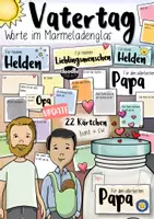 Vorschau - Mal- und Bastelvorlagen - Liebe Worte für den PAPA / Helden im Marmeladenglas - Vatertag - Deckblatt