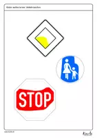 Vorschau - Arbeitsblätter - Verkehrszeichen in den richtigen Farben ausmalen - Seite 1